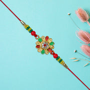 Floral Designer Rakhi With Multicolor Beads thumbnail 3