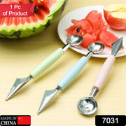7031 Multifunctional Stainless Steel Fruit Vegetable Pattern Carving Knife Peeler Corer Spherical Dig Ball Scoop Garnishing Dig Ball Spoon Kit. thumbnail 7