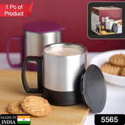 5565 Stainless Steel Coffeetea Cup Stainless Steel Lid Cover Hot Coffeetea Mug Hot Insulated Double Wall Stainless Steel Coffee And Milk Cup With Lid  Handle Easy To Carry - Coffee Cup (1 Pc) thumbnail 6