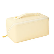 Premium Cream Travel Makeup  Toiletry Organizer Pouch With Zipper  Handle (1 Pc) thumbnail 3