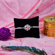 Elegant Floral Om Rakhi With Pink-green Accents thumbnail 1