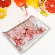 2292 Plastic Rectangular Shape Flower Printed Design Serving Tray 3 Pcs Home And Kitchen Use (3 Pcs Set) thumbnail 3