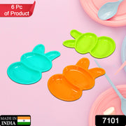 7101 Rabbit Shape Dish 6 Pcs For Kids (Multicolor) thumbnail 7
