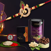 Krishna Flute Rakhi With Choco Nut Butterscotch Coin Tilak  Greeting Card Combo thumbnail 2