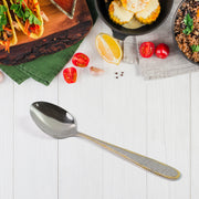 Stainless Steel Gold Bordered Textured Spoons Gold Plated Handle Set Of 6 Pc thumbnail 3