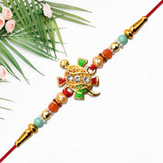 Tortoise Design Rakhi With Stones  Colorful Beads thumbnail 2