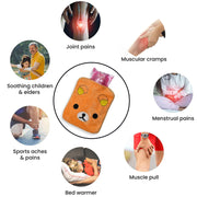 6503 Orange Panda Small Hot Water Bag With Cover For Pain Relief Neck Shoulder Pain And Hand Feet Warmer Menstrual Cramps. thumbnail 2