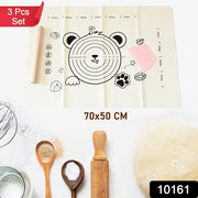 3 In 1 Low Silicone Baking Mat With Wooden Belan  Cake Scraper (3 Pcs Set  7050 Cm) thumbnail 5