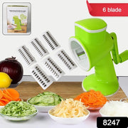 8247 6 In 1 Multi Functional Vegetable Cutter  Slicer Hand Machine Cutting Slice Cut Thick Cut Silk All In One Vegetable Chopper Cutter  Slicing Cutter Barrel - Vegetable Grater With 6 Removable Blades thumbnail 6