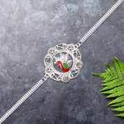 Peacock Design Stone Rakhi thumbnail 1
