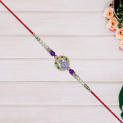 Elegant Ganesh Rakhi With Pearl And Purple Beads thumbnail 3