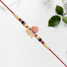 Radha Krishna Rakhi With Green Stone Border