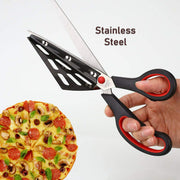 Stainless Steel Pizza Cutter Scissors Plastic Handle With Removable Spatula thumbnail 2