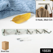 Stainless Steel Wall Mounted Coat 5 Hook Rack (26x3  1 Pc) thumbnail 6