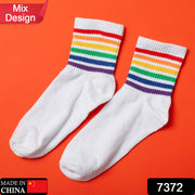 7372 Mix Design Socks For Men. Premium Ankle Length Sports Socks With Thick Cotton Cushion thumbnail 7