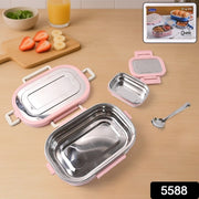 5588 Miracle Carry Lunch Box Microwave Safe Lunch Box With Insulated Bag 2 Compartment Lunch Box (400 Ml  2 Pc) thumbnail 6