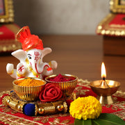 Decorative Lord Ganesha Pooja Thali Set (1 Pc) thumbnail 2