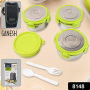 Stainless Steel Tiffin Lunch Box Container  Dabba With 4 Side Clip Lock Lid For Office  School Use Food Grade  Air Tight  Easy To Carry  Leak Proof thumbnail 5