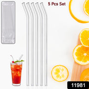 Plastic Reusable Glass Straws Clear Glass Drinking Straw 5pc thumbnail 7