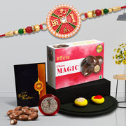 Premium Rakhi Gift Hamper With Choco Magic Greeting Card Silver Coin  Roli-chawal thumbnail 2