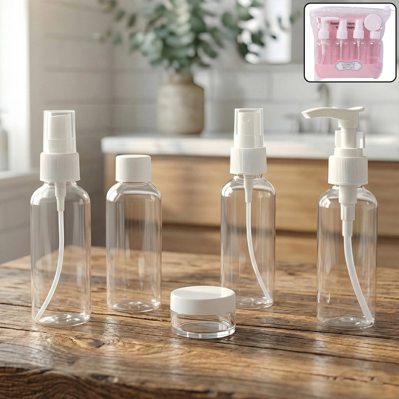 5-in-1 Refillable Travel Cosmetic Bottle Set