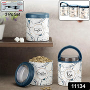 Multipurpose Plastic Tea Coffee Sugar Storage Container (3 Pc Set) thumbnail 7
