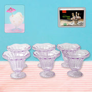 8216 Crystal Plastic Ice-cream Bowl Home  Kitchen Serving Platter Or Dessert Cup For Sundae Sweets Snacks Fruit Pudding Nuts Or Dip Serving Bowls (Crystal Cups Set Of 6) thumbnail 1