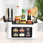 Multifunctional Kitchen Storage Organizer Rack With 6 Spice Containers Knife  Spoon Holder And Top Shelf thumbnail 2