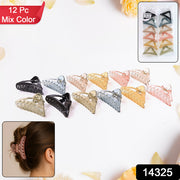 Triangle Shape Mix Color Plastic Hair Claw Clip  12 Pc Durable Grip For Women And Girls thumbnail 6
