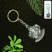 Lord Ganesha Sitting Design Silver Keychain (1 Pc) thumbnail 6