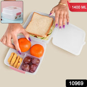 1 Large And 3 Small -compartment 1400 Ml Multipurpose Lunch Box (1400 Ml  1 Pc) thumbnail 5