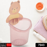 7943 Multipurpose Wall Mount Toothbrush Holder Plastic Stand For Toothpaste Comb Brush Cream Lotion Kids Bathroom Cup Drain Waterproof Self-adhesive Teddy Bear thumbnail 5