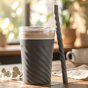 Swirl Design Drinking Tumbler Cup With Lid And Straw (1 Pc) thumbnail 5