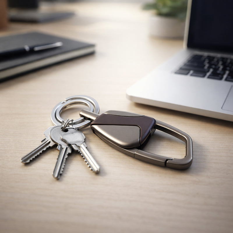 Premium Heavy Duty Metal Key Holder With Locking Carabiner Clip (1 Pc)