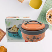 2368 Casserole Box For Food Searving Inner Steel Insulated Casserole Hot Pot Flowers Printed Chapati Box For Roti Kitchen (Approx 2500 Ml) thumbnail 1