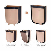 5873 Hanging Trash Can For Kitchen Cabinet Door Small Collapsible Foldable Waste Bins Hanging Trash Holder For Bathroom Bedroom Office Car Portable. thumbnail 5