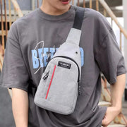 0323 Grey Waterproof Anti Theft Crossbody Fanny Pack Waist Bag Pu Leather Shoulder Bags Chest Men Casual Fashion Usb Charging Earphone Hook Sling Travel Messengers Bag thumbnail 2