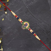 Multicolor Peacock Rakhi With Beads thumbnail 1