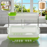 Prexo 2 Layer Kitchen Dish Drying Rack With Drain Tray (1 Set) thumbnail 1
