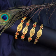 Gold Plated Metal Bracelet Rakhi For Brother (1 Pc) thumbnail 4