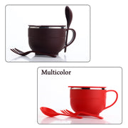 8130 Noodles  Soup Bowl With Spoon And Fork Handle Spoon Holder Stainless Steel Bowl And Spoon Set Stainless Steel Storage thumbnail 6