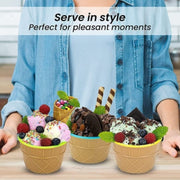 5322 Ice-cream Waffle Spoon Bowel Cup Set  Premium Ice Cream Set  Ice-cream Bowel With Spoon  6 Units Couple Bowl Set  Color Box thumbnail 4