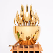 10010 Premium Cutlery Set 24 Pcs With Oval Shaped Stand  Beautiful Stylish Oval Designed Cutlery Sets Egg-shaped Luxury Spoon Holder Set (Golden  24 Pcs Set) thumbnail 4