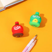2-in-1 3d Cold Drink Bottle Shape Rubber Pencil Sharpener And Eraser Set Stationery For Kids School Boys Girls Birthday Return Gifts (24 Pcs Set  1 Pc ) thumbnail 4