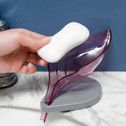1081 Soap Tray Self Draining Leaf Soap Box Storage Soap Box Rack Leaf Laundry Soap Box With Suction Cup Suitable For Bathroom And Kitchen Plastic Tray Rack (1 Pc) thumbnail 1