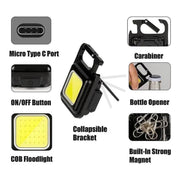 4035 Rechargeable Keychain Mini Flashlight With 4 Light Modesultralight Portable Pocket Light With Folding Bracket Bottle Opener And Magnet Base For Camping Walking thumbnail 1