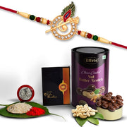 Krishna Flute Rakhi With Choco Nut Butterscotch Coin Tilak  Greeting Card Combo thumbnail 6