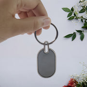 Elegant Black  Silver Oval Metal Keychain (1 Pc) thumbnail 5