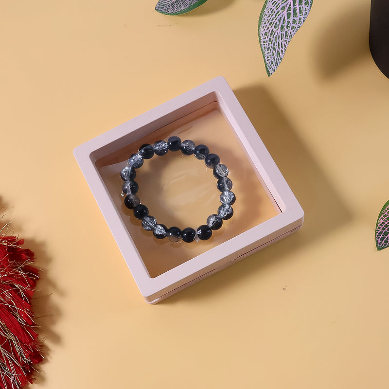 Elegant Dual-tone Crystal Beaded Stretch Bracelet (1 Pc)