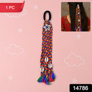 Traditional Multicolor Braided Hair Accessory Stylish Kodi String Bow (1 Pc) thumbnail 6